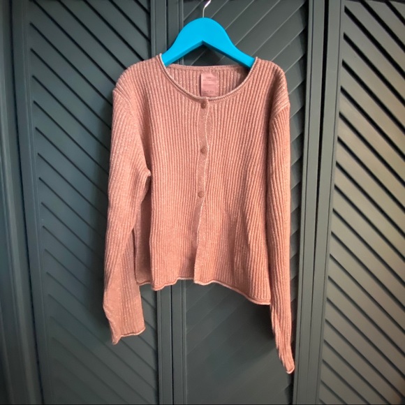 BNWOT Zara rose pink cropped cardigan with lured - Picture 1 of 3